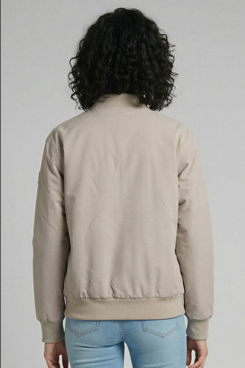 Derbe Übergangsjacke Blousholm Damen Beige Warm Gefüttert Blouson Nadelstreifen