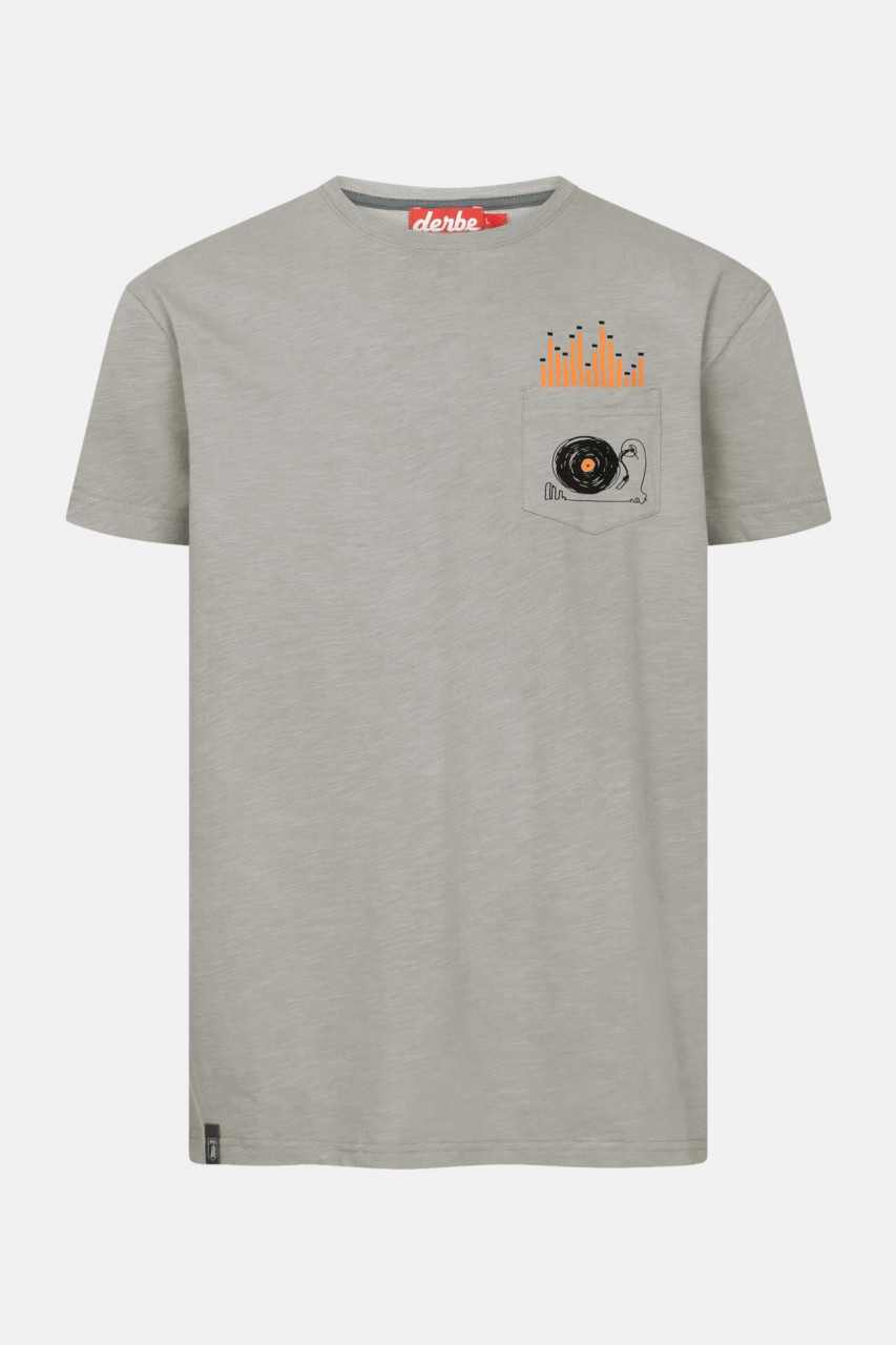 Derbe T-Shirt Plattensound Herren Grau GOTS Organic