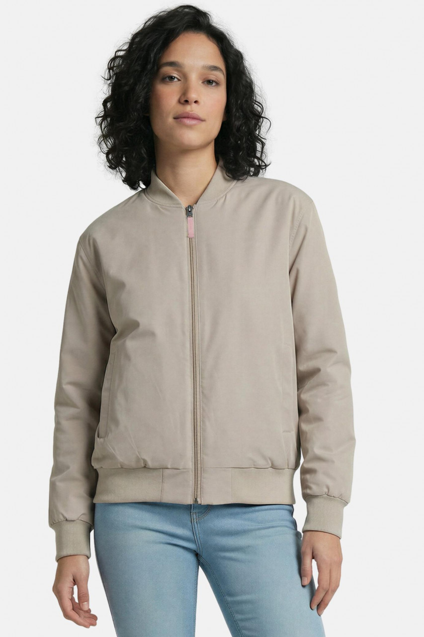 Derbe Übergangsjacke Blousholm Damen Beige Warm Gefüttert Blouson Nadelstreifen