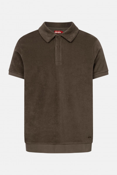 Derbe Frottee Polo Shirt Herren Braun GOTS Organic