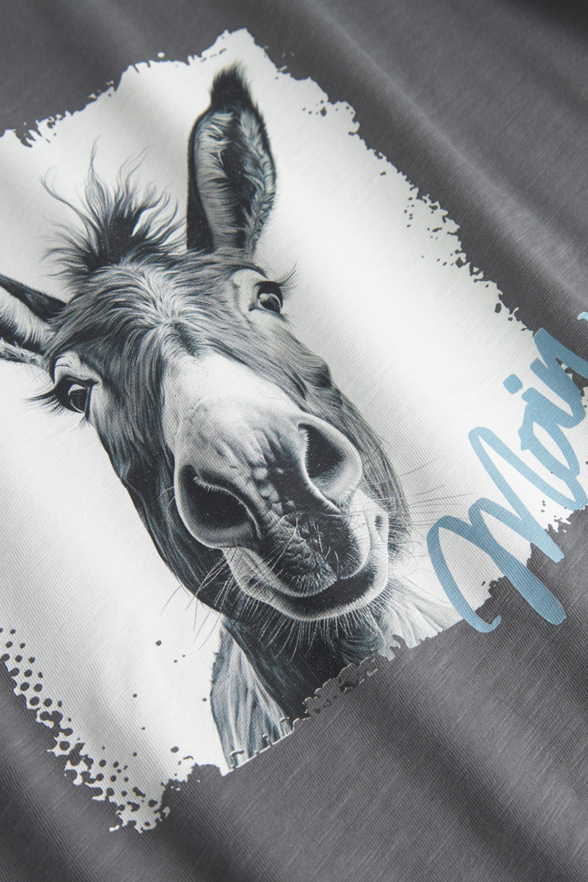 Derbe T-Shirt Esel Moin Damen Grau