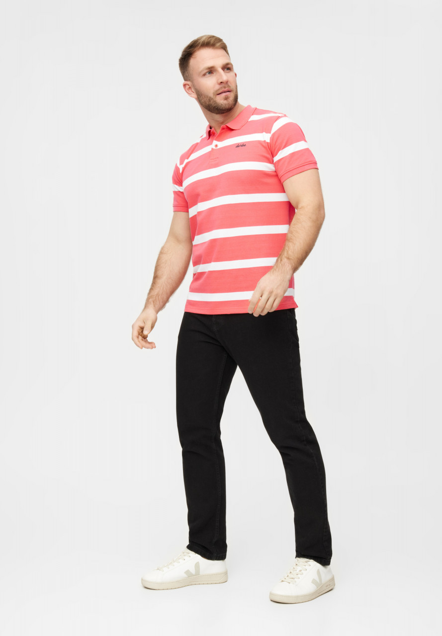 Derbe Polo Shirt Polo Blockstriped Herren Pink GOTS Organic