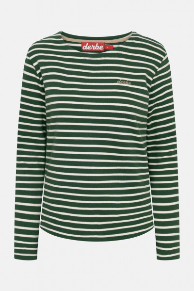 Derbe Streifenshirt Interstriped Damen Grün Weiß Langarmshirt GOTS Organic
