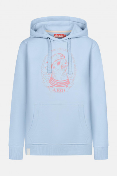 Derbe Matrosenrobbe Hoodie Damen Kapuzenpullover Hellblau Derbe Matrosenrobbe Hoodie Damen Kapuzenpullover Hellblau
