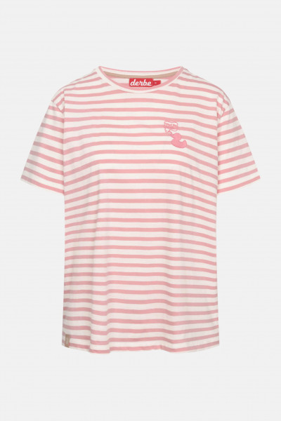Derbe T-Shirt What The Duck Damen Rosa Streifenshirt GOTS Organic