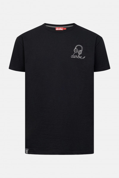Derbe T-Shirt Kopfhörer Herren Schwarz GOTS Organic