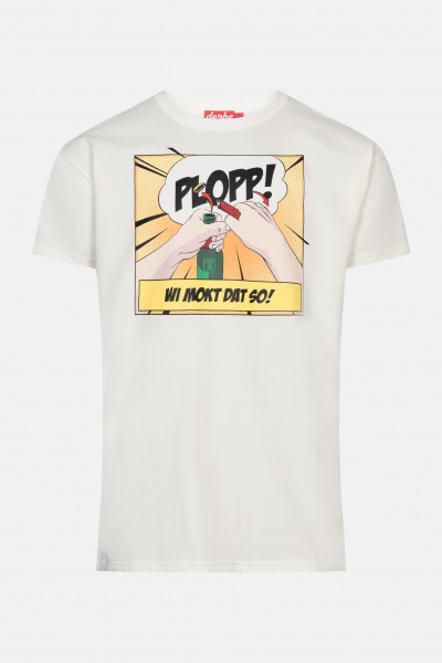 Derbe Plopp Herren T-Shirt Comic Off White Weiß Nachhaltig