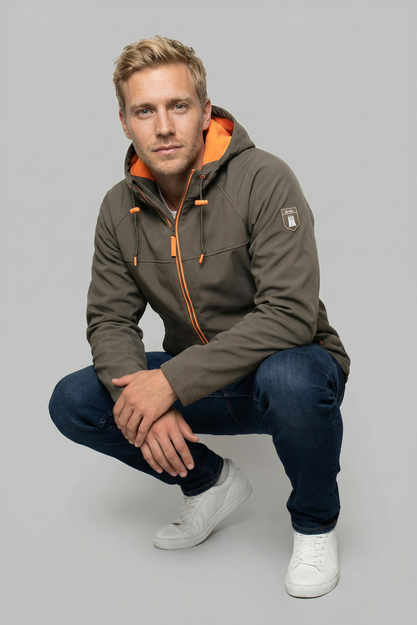 Derbe Übergangsjacke Isleby Herren Braun Orange Softshell