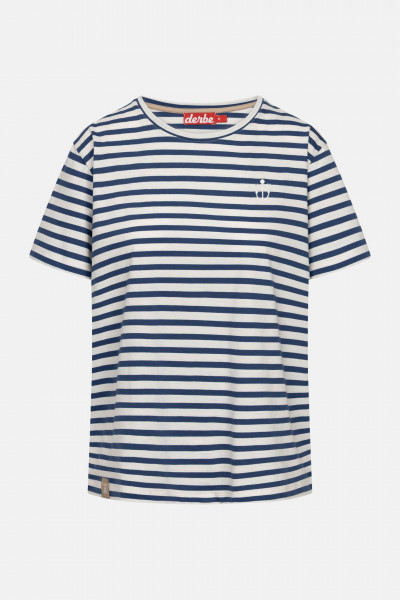 Derbe T-Shirt Ankersmile Damen Blau Weiß Streifenshirt GOTS Organic