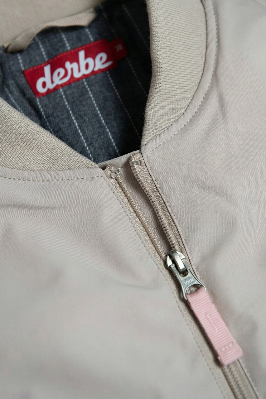 Derbe Übergangsjacke Blousholm Damen Beige Warm Gefüttert Blouson Nadelstreifen