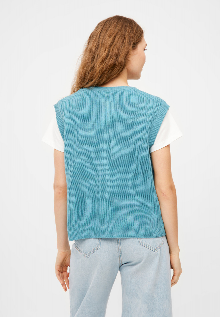Derbe Strickpullover Basic Strick Vest Damen Türkis Hellblau Weste