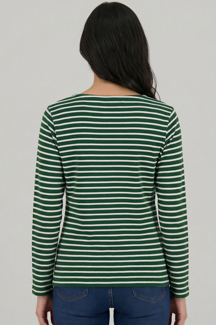 Derbe Streifenshirt Interstriped Damen Grün Weiß Langarmshirt GOTS Organic