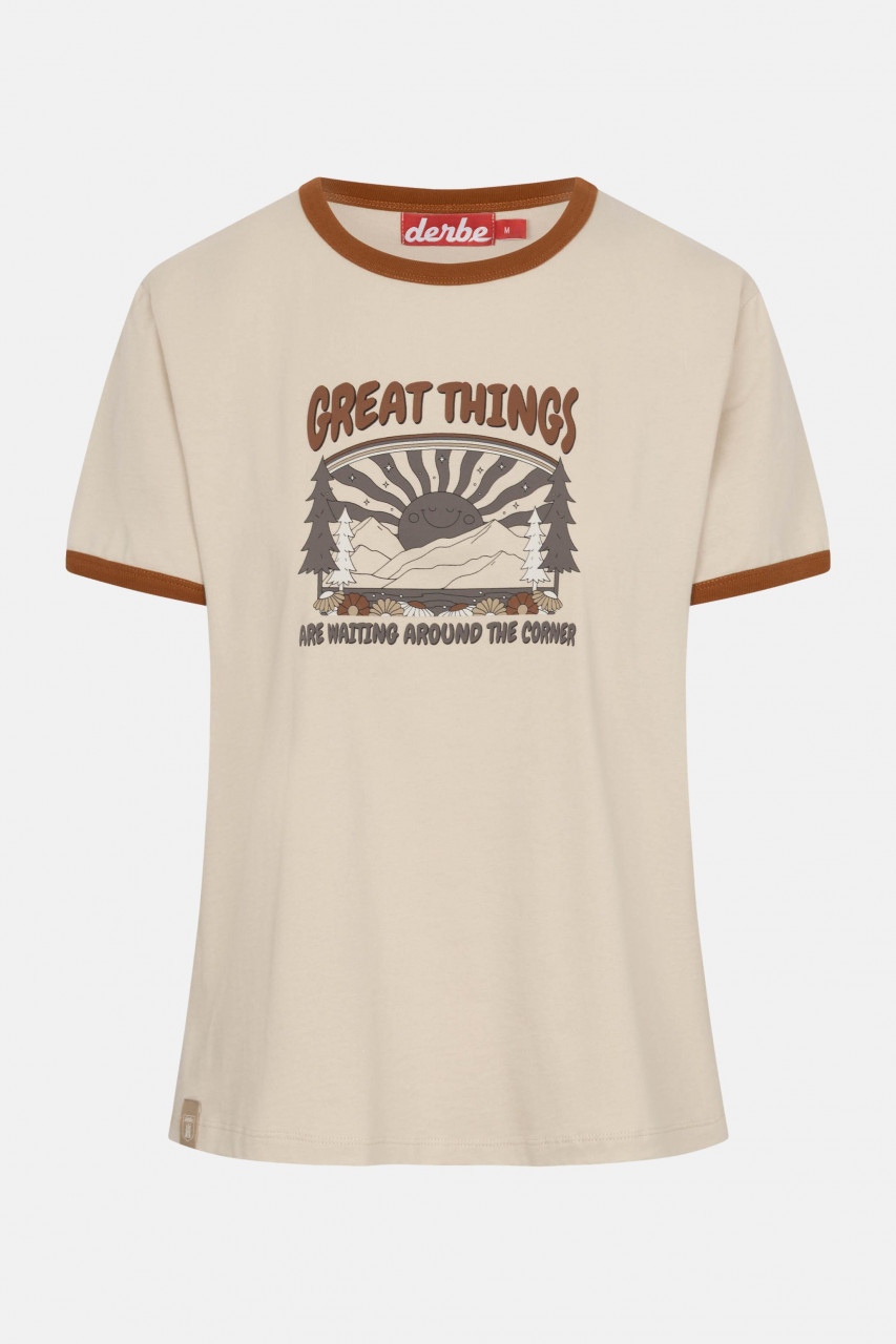 Derbe T-Shirt Great Corner Damen Beige Grau GOTS Organic