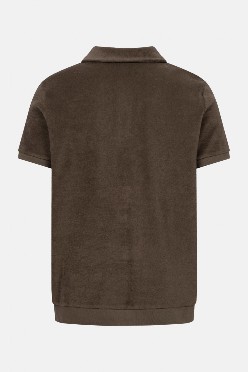 Derbe Frottee Polo Shirt Herren Braun GOTS Organic