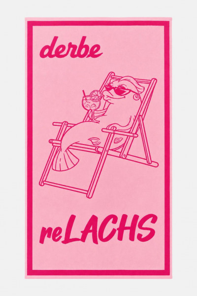 Derbe Handtuch reLACHS Pink Rosa Fisch Strandtuch GOTS Organic