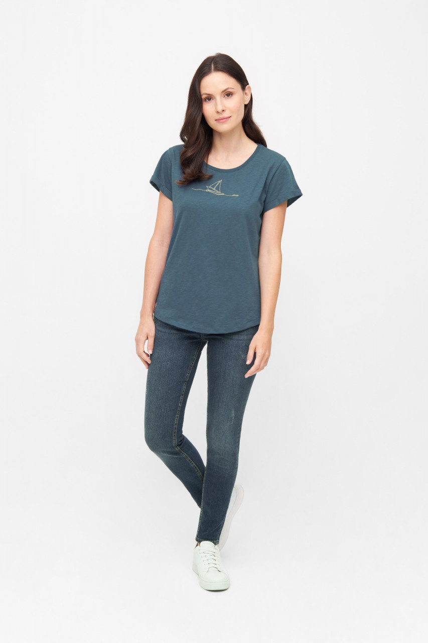 Derbe T-Shirt Segelboot Damen Blau