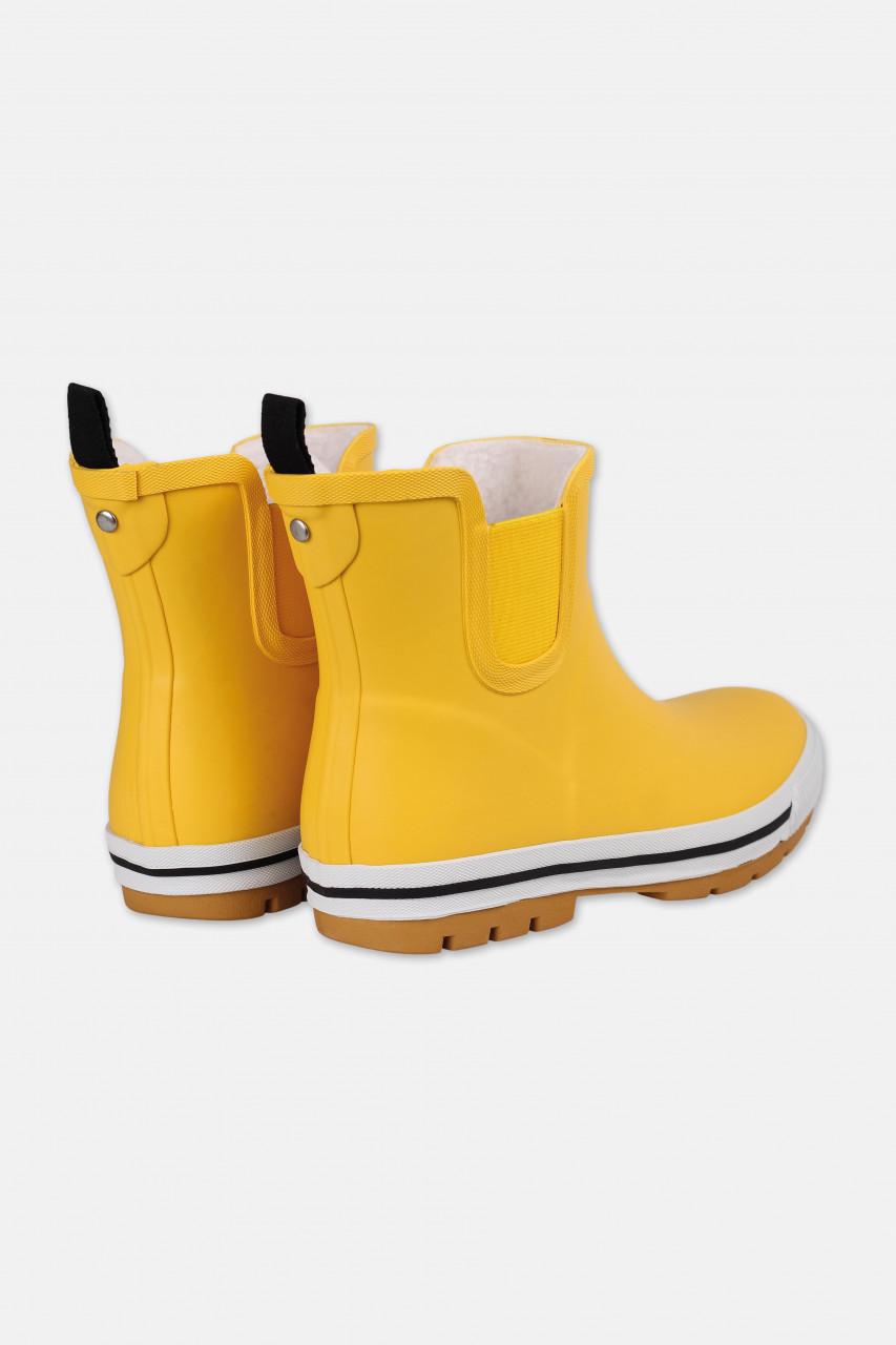 Derbe Wattpuuschen Pelz Freesia Gelb Damen Gummistiefel Halbschuh