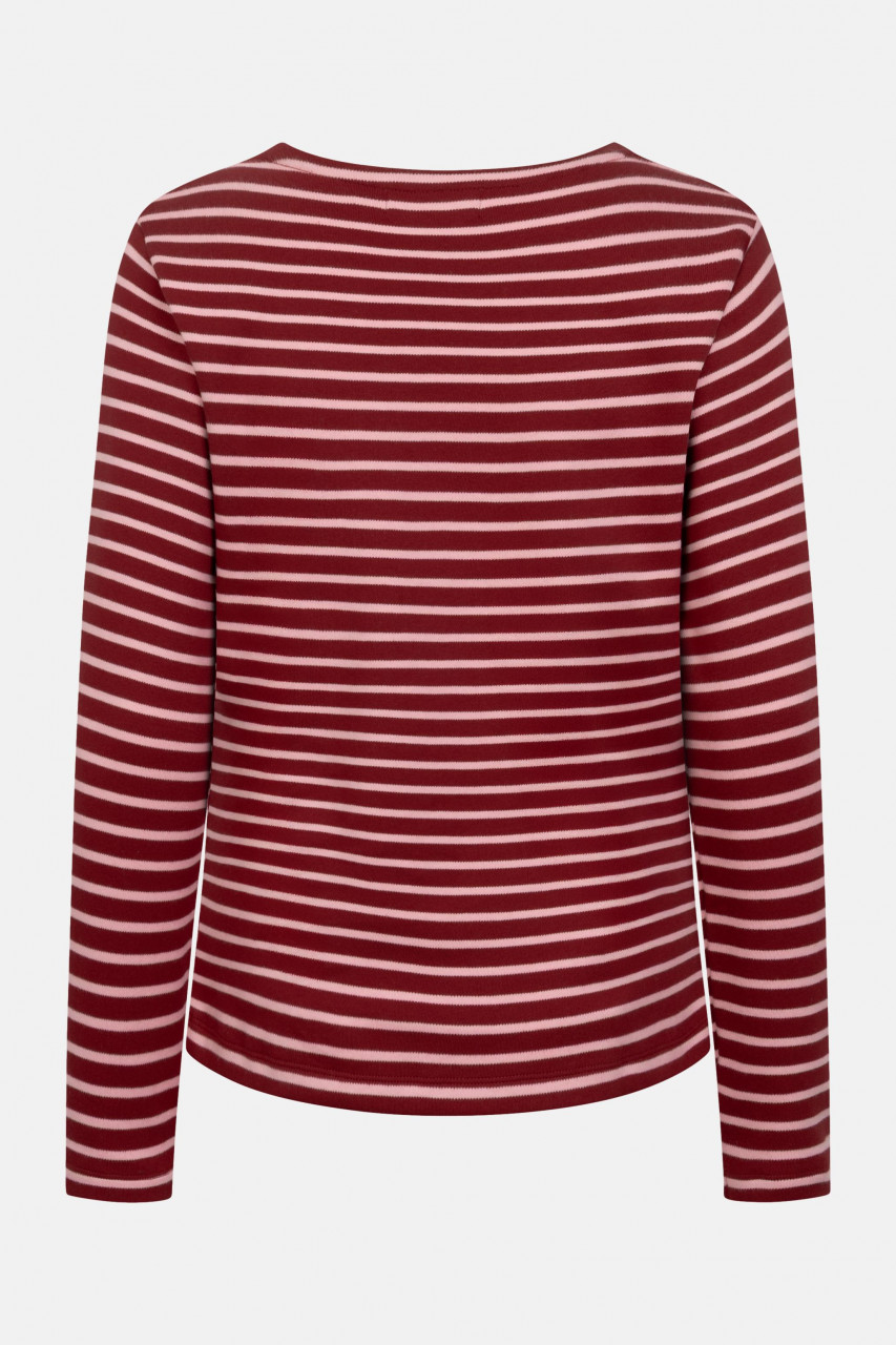 Derbe Streifenshirt Interstriped Damen Rot Rosa Langarmshirt GOTS Organic